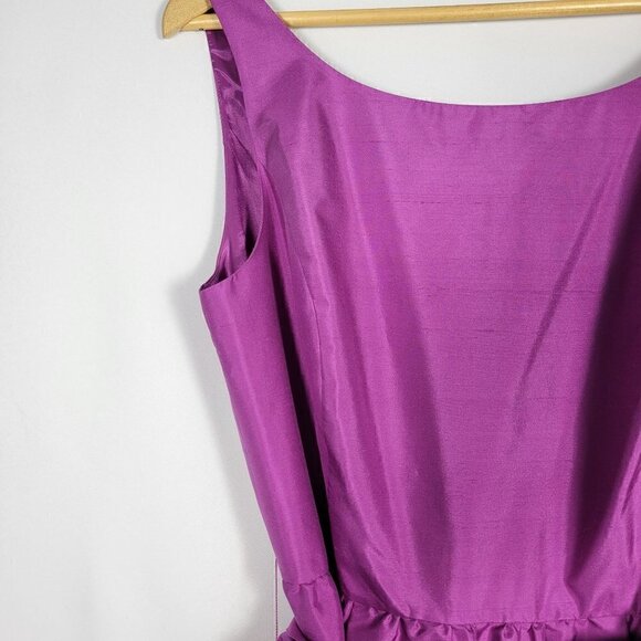 NWT Ann Taylor Women's Celebrations Silk Dupioni Purple Belted Dress Size 14 - Picture 4 of 16